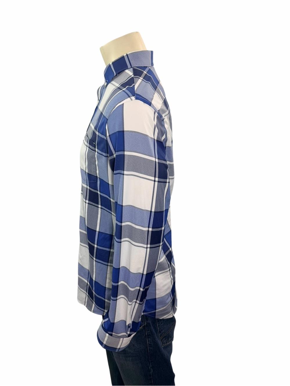 Express Men’s Size Large 16-16.5 Extra Slim Long Sleeve Plaid Button Down Shirt - Picture 4 of 6